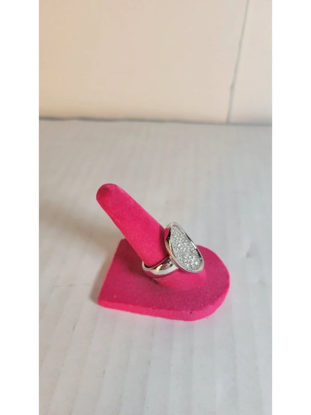Lia Sophia Silver Tone Sparkling Oval Pave Crystal Ring Size 7